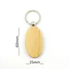 Creative Wooden Keychain Key Chains Round Square Rectangle Shape Blank Wood Key Rings DIY Key Holders Gifts IIA247