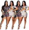 Moda Kadın Şort Tulumlar Kelebek Kısa Kollu tulum Yaz Kısa Pantolon Print Tulum Tek parça Seksi Casual Giyim Yeni Stil