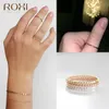 925 Sterling Silver Rings for Women Slim Stacking Pärlade ringar Bröllop Band Eternity Stacking Ring Finger Jewel Girl Gift297b