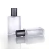 Bouteille de parfum en verre carré transparent givré vide 100 ml atomiseur de parfum en verre rechargeable à vendre SN4570