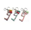 Estilo Acrílico Sem porta de toque Keychain Chaveiro Face Dupla Flor Impresso Abridor de Porta com Touchless com 2 cores Borlas Keychains M052A