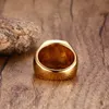 Vintage Black Carnelian Stone Signet Rings for Men Gold Color rostfritt stål Square Förlovningsringar Male smycken4217448