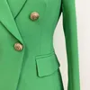 Alta qualidade 2020 novo blazer feminino estilo barroco com botões de leão duplo seios clássico blazer slim fit jaqueta verde esmeralda