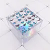 New Eyelash Packaging Box Butterfly Print Clear Cube Box Fluffy 25mm Mink Flase Eyelashes Customized Lash Box