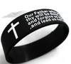 100pcs inspirerande engelska Lords bön Christian Mens Kvinnor Mode Kors Silikon Armband Partihandel Armband Cuffjewelry Lots