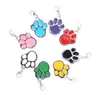 Metal Footprint Dog Tag Mixed Colors Dog Paw Keychain Dog Pendant Key Rings for Pet WB2359