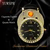 Relógios mais claros de cigarro Men Quartz Assista USB Recarregável Diamante de Luxo Diamante Casual Relógios Masculino JH3911 1PCS2167792