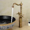 Torneiras de Bacia Banheira Antique Banheiro Faucet 360 Grau Spout Swivel Double Cross Handle Bath Cozinha Misturador Tapetes XT946