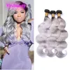 Cheveux humains vierges malaisiens 1B/gris 4 paquets 100 g/pièce Extensions de cheveux ondulés quatre lots tisse 1b/produits gris