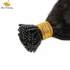 나는 팁 프리 본딩 된 머리카락 자연 검은 색 Remy Virgin Kinky Straight Hairextensions Fluffy Humanhair Bundles 100G9232876