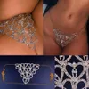 Sexy Cadeia Corporal Rhinestone Thong Bikini Jóias Para Mulheres Coração Cadeia De Corrente De Luxo Crystal Underwear Belly Cintura Chain