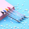 Dubbelstängd Rhinestone Picker Wax Pen Nail Gel Nail Manicure Tool Rhinestone Dotting Pencil Nail Art Tools Mandala Pochoirs De Peinture