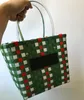 2020 Weave Shopping Bag Summer Beach Väskor Shouder Handväska Randig stickad butik Totes Knitting Basket Påsar Hemlagring Bag326U