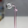 5,5 Zoll rosa blau gebogene Glaspfeifen Ölbrenner Bong mit verschiedenen bunten Balancern