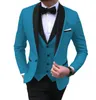 Champagne Mens Suits 3 Piece Black Shawl Lapel Casual Tuxedos For Wedding Groomsmen Suits Men (Blazer+Vest+Pant)