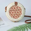 Handmade Summer Beach Bags Woven Sling Bag Round Knitted Purses and Handbags Colors Shoulder Messenger Rattan Straw Braided Bag