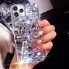 高級3Dキラキラ輝きブリンベロンケース光沢のあるクリスタルラインストーンダイヤモンドバンパークリア宝石の保護カバーiPhone 11 12 13 Pro最大xr x 8 7サムスンS20