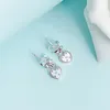 Orecchino a forma di lucchetto a forma di cuore per Pandora Gioielli da sposa in vero argento sterling per donne Fidanzata Designer di regali Orecchini con cuori d'amore con cofanetto originale