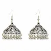 Orecchini Jhumka in lega d'argento vintage con perline colorate campane nappa per gioielli indiani bohémien da donna