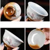 Antique wood-fired Sancai Gaiwan hand-painted big tea cover bowl Japanese household ceramic mini small single tea tureen