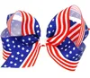 12PCSlot 4 juli 7 inch American Flag Jojo Swia Hair Bow Cheer Bow Stars and Stripes Chip Elastic Band Girl Hair Accessories1436771