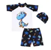 Kids Boy Swimwear Cartoon Dinosaur Boys Tops Shorts Cap 3pcs Sets Kids Swim Suits Summer Beach Clothes 6 Designs DW4969