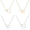 Isang 2020 Nouveau Collier Double cercle Casual Collier Argent Gold Chain Chaîne Femmes Initial Eternity Enterlocking Hoop Pendentif Collier