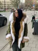 Vattentät Long Parka Vinterjacka Kvinnor Real Fur Coat Natural Fur Raccoon Collar Tjock Varm Streetwear Avtagbar Ny