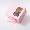 Custom pink silvery grey flat pack folding box packaging magnetic paper foldable gift box