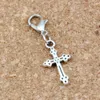 100Pcs lots Antique Silver zinc alloy Cross Charms Bead with Lobster clasp Fit Charm Bracelet DIY Jewelry 11 2x35mm A-271b275T