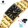 Wwoor relógios masculinos marca superior de luxo ouro quadrado relógio de pulso masculino negócios quartzo pulseira aço à prova dwaterproof água relojes hombre 2020 c2197
