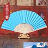 Multi kleuren zomer chinese pure kleur hand papier fans zak vouwen bamboe fan bruiloft gunst groothandel gratis verzending