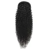 10-24-calowy sznurek Kinky Kręcony Kucyk Ludzki Włosy Indyjskie Przedłużanie Włosów Pony Tail do African American 1piece Clip in Hair Extensions