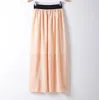 Skirts Casual Women Double Layer Chiffon Pleated Elastic Waist Skirt And Drop XJ017 Explosion Models1