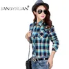 Tjock Velvet Blusas Vinter Bomull Långärmad Kvinnors Plaid Shirt Flannel Blusar Feminina Chemise Femme Camisas Femenina Tops