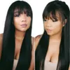 360 Lace Frontal Wigs With Bangs 13x6 Lace Front Human Hair Wigs Fringe Wig PrePluck Full Lace Wig Hairline6912013