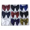 Fashion High-end print Ribbon Bow Ties for Men Suits Wedding Collar Bow ties cufflinks pocket towel 3 pieces set