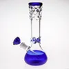 Royal Blue Grube Grube i Clear Glass Bong 11.5 cali Intensywny Dyfuzja DAB Solidna baza Przyjemna Bubbler Bubbler Ręcznie Rozwijana Rura wodna