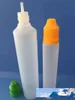 60 ml barnsäker tom flaskvape eliquid påfyllningsflaskor pe penna form stil plast långa nål spetsar manipulation barnsäkra mössor för 1318895