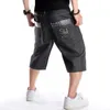 Heren Jeans Zomer Losse Wijde Pijpen Mannen Korte Hip-Hop Mannelijke Skateboard Swag Baggy Capri Broek Zwarte Denim shorts Grote Maat 30-46343T