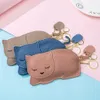Mode designer mjuk tunt katt djur äkta läder mynt handväska nyckla väska plånbok för kvinnor kvinnlig