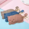 Créateur de mode doux mince chat animal en cuir véritable porte-monnaie clé sac portefeuille pour femmes femme