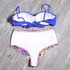 2021 Tryck Sexig Bikini Tvådelad Baddräkt Kvinnor Baddräkt Fashion High Waist Bra Set Baddräkt Badning 2PC Kvinna Biquini M158