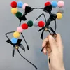 Kadın Kızlar Sevimli Kedi Kulakları Yay Baş Bandı Renkli Pompom Top Bells Saç Çember Doğum Günü Festivali Partisi Cosplay Headpiece5744627