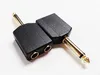 Golden Plated Audio Connectors, 6.35mm Mono Male to Dual 6.35 Female Jack Splitter Adapter/10PCS