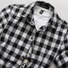 2020 New Fashion Plaid Shirt Casual Men Kortärmad Hög Krage Chemise Homme Vintage Shirt Men Kläder