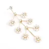 2020 mode nouveau Design minimaliste or longue branche perle boucles d'oreilles perle fleur balancent boucles d'oreilles femme