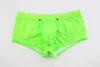 Boxer in ecopelle da uomo Shiny Clubwear Intimo a vita bassa Homme Bottoni frontali aperti U convessi Mutande