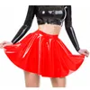 Plus Size S-6xl A-Line Pleated Ladies Fashion High midja kort minikjol Summer Dancing Party Wear Wet Look PVC Clubwear