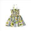 Bebé meninas vestidos crianças verão frutas strapless vestidos mango abacaxi limão vestido condole cintura estreita vestido princesa sundress bc7529